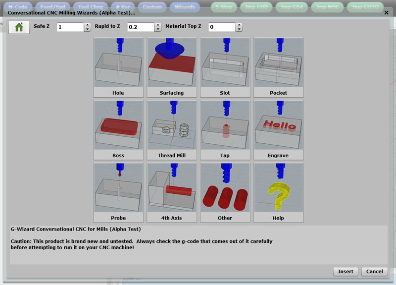 Conversational CNC Milling Wizards