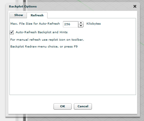 Backplot refresh options